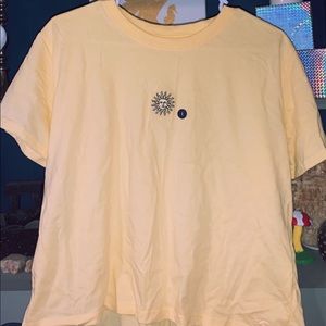 yellow sun embroidered cropped tee soft
